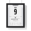 Crawley Town Play-Off Final 2024 Poster - Danilo Orsi 9 Wembley Shirt Print framed in a black frame, ready to hang