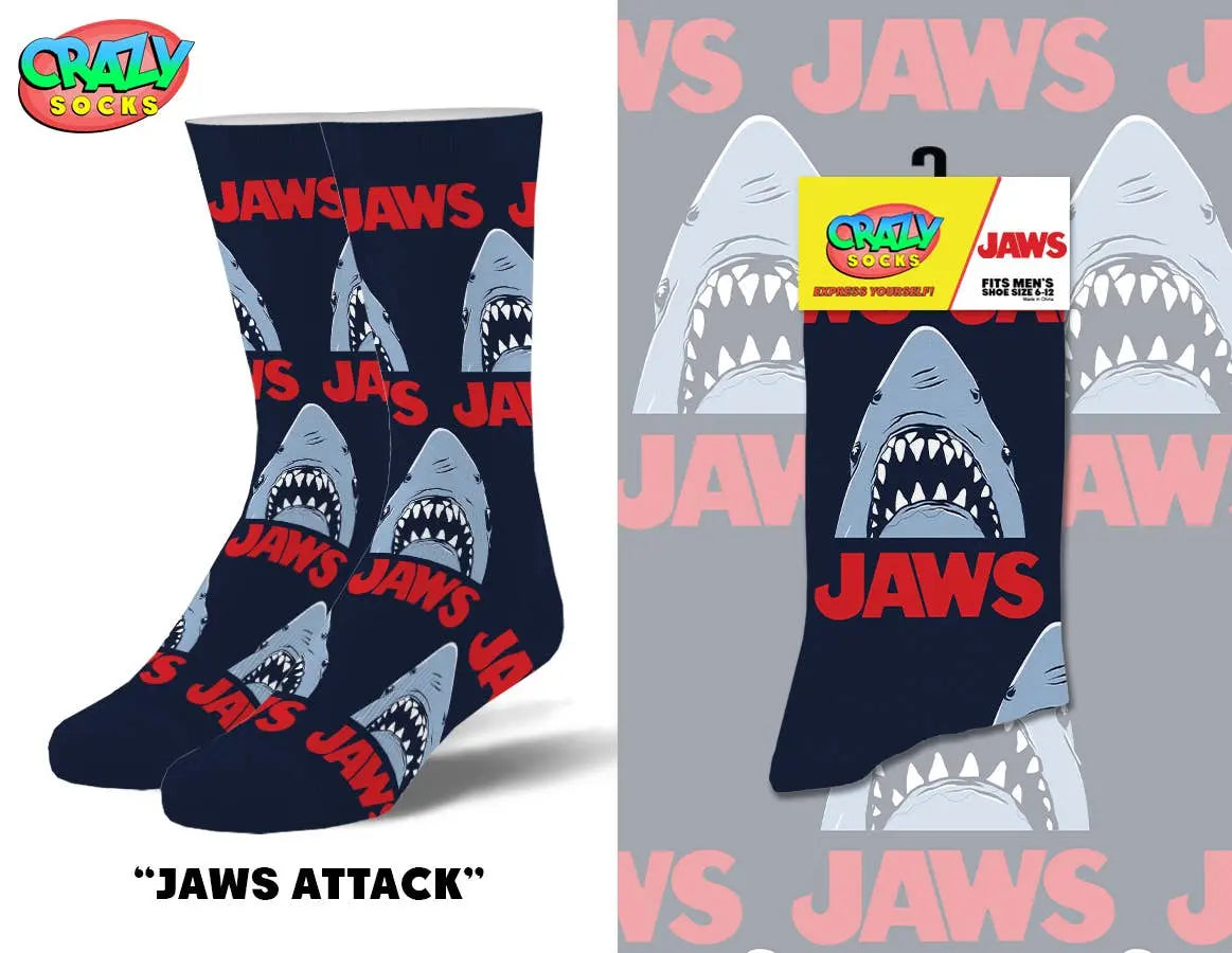 socks Jaws Shark Socks – Official Movie Design Novelty Gift for Film Fans & Collectors Crazy Socks