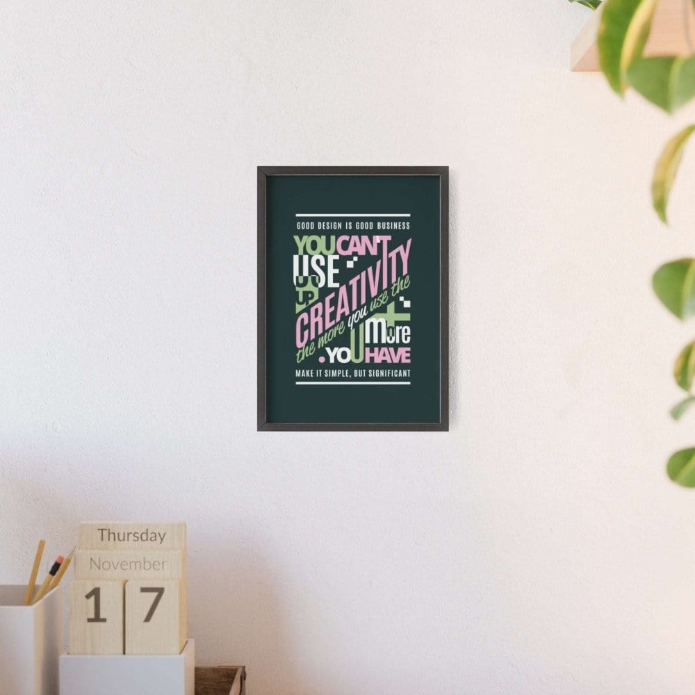Framed Creativity Motivational print wall display