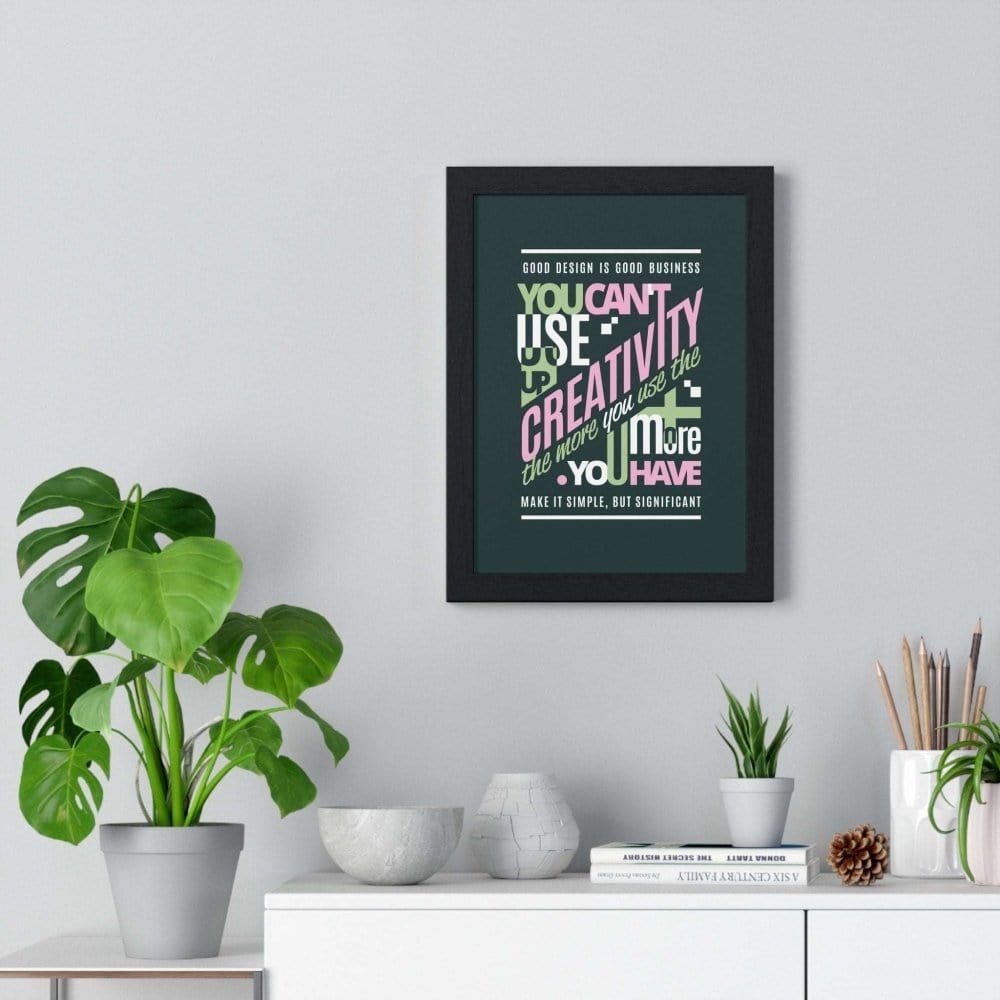 Framed Creativity Motivational print close-up