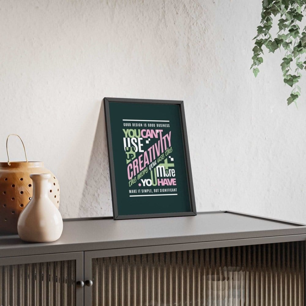 Framed Creativity Motivational print back view