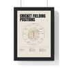 Cricket Fielding Positions print framed in a black frame, ready to hang