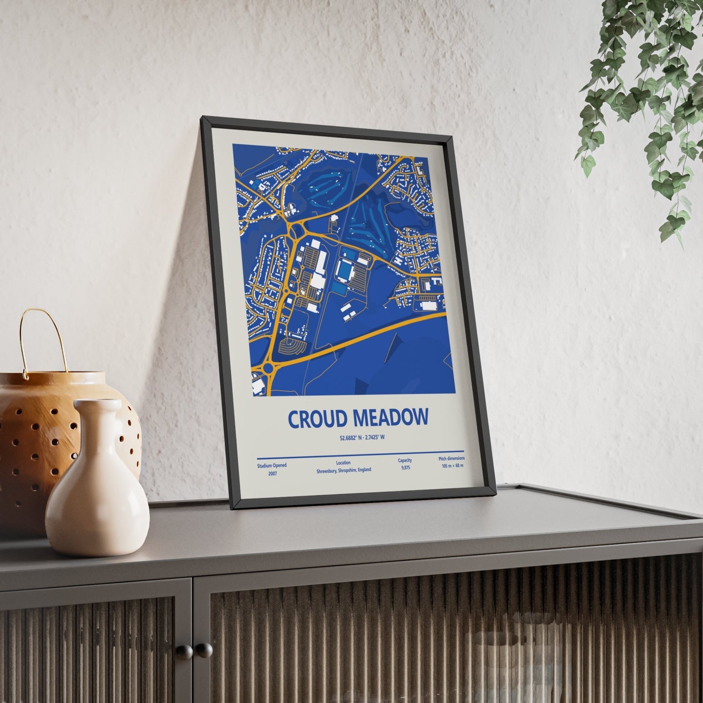 Framed Croud Meadow Shrewsbury Stadium map print