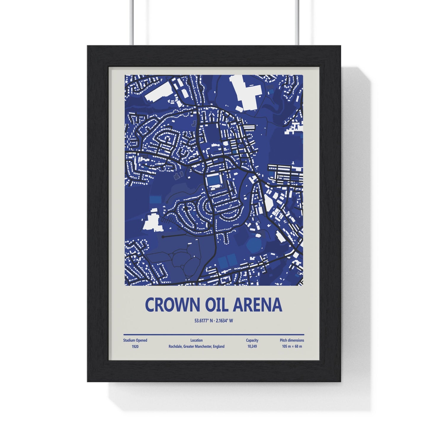 Framed Crown Oil Arena Rochdale Stadium Map poster