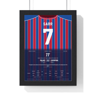 Crystal Palace Community Shield 2025 Poster - Ismaïla Sarr 7 Shirt Print framed in a black frame, ready to hang