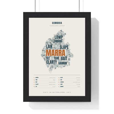 Cumbrian Sayings Print in a black frame