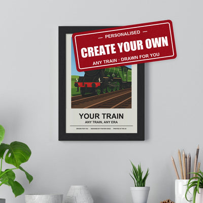 Create your own train poster - any steam, diesel or modern train drawn for you