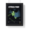 Cypress Point 16th Hole print framed in a black frame, ready to hang