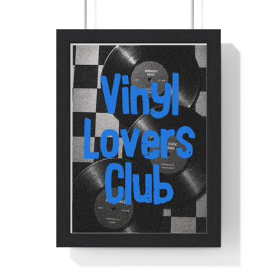 05 Vinyl Records poster framed in black wood frame, bold music wall art design