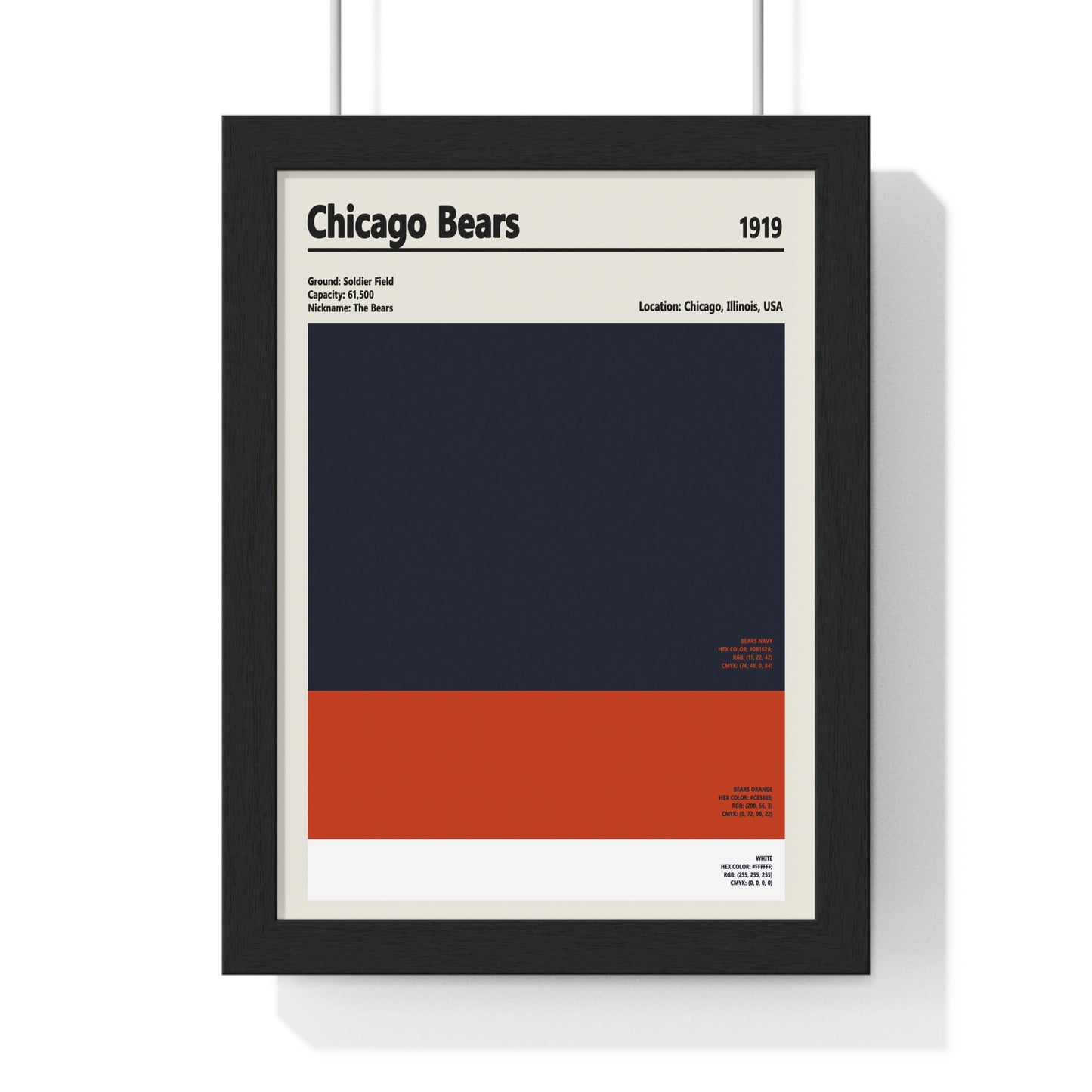 Chicago Bears colour swatch wall art print