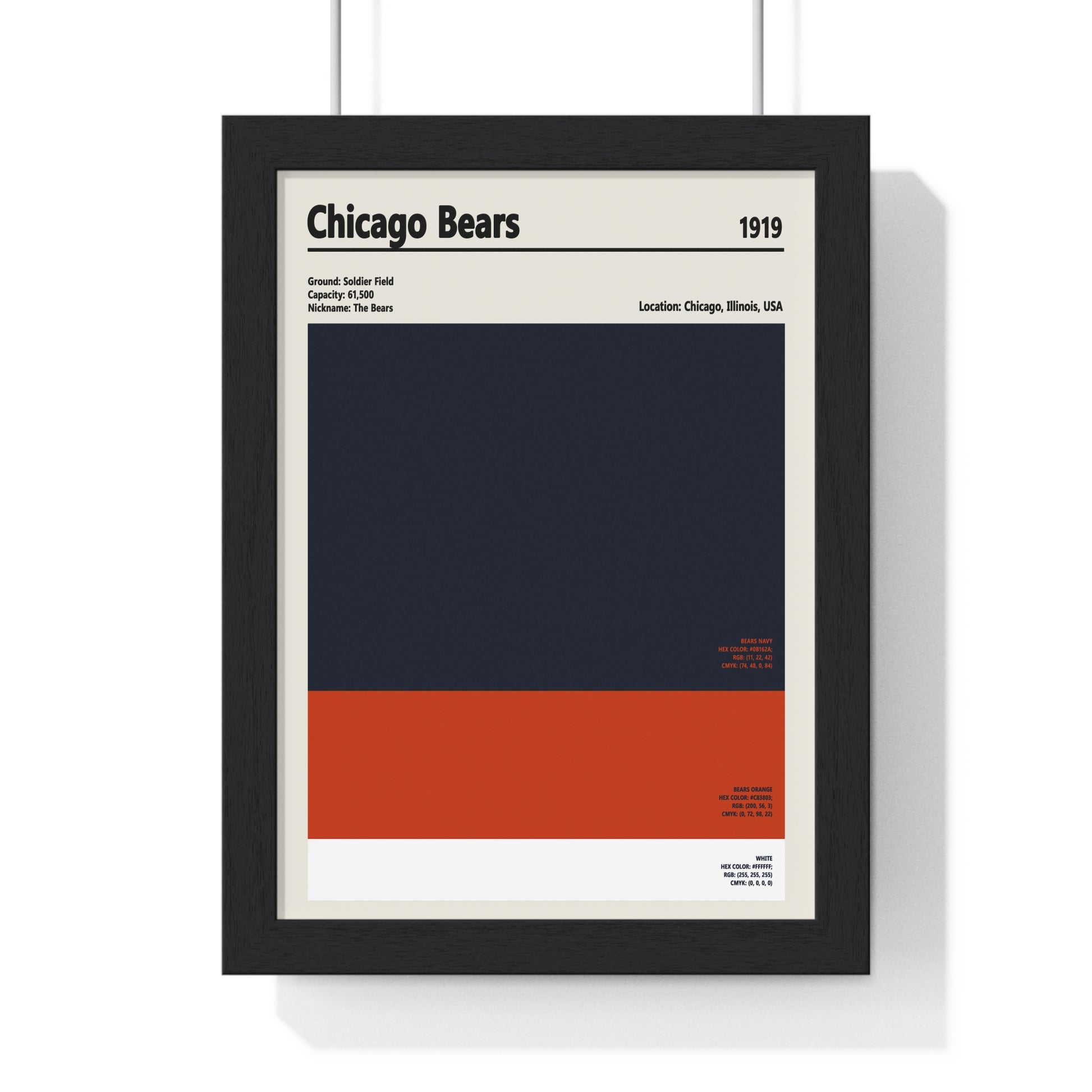 Chicago Bears colour swatch wall art print