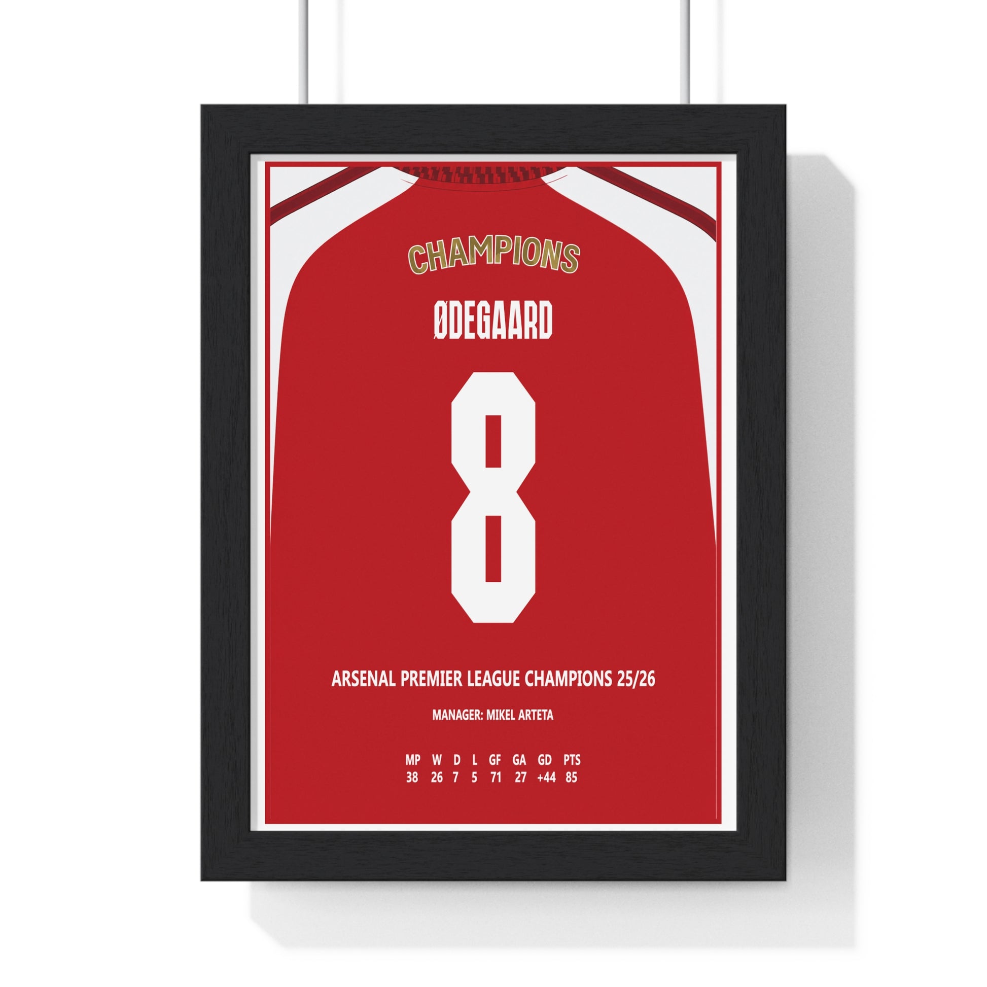 Arsenal Premier League Champions 2026 Odegaard 8 framed player poster