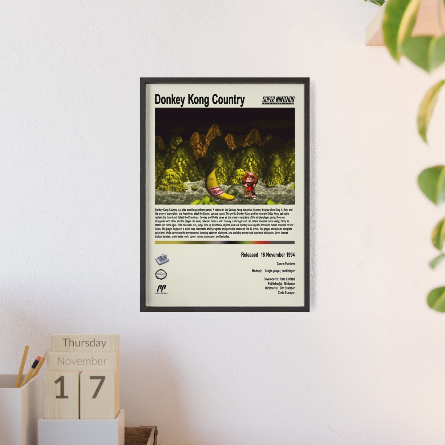 SNES Donkey Knog country - SNES Gaming Poster