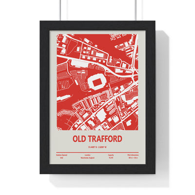 Old Trafford stadium map print red football wall art