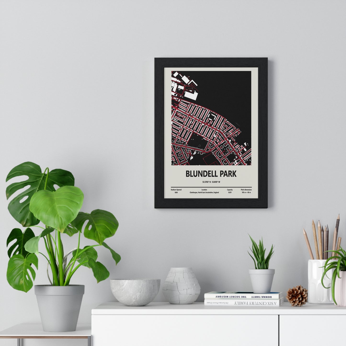 Modern map poster of Blundell Park home of Grimsby Town in Cleethorpes