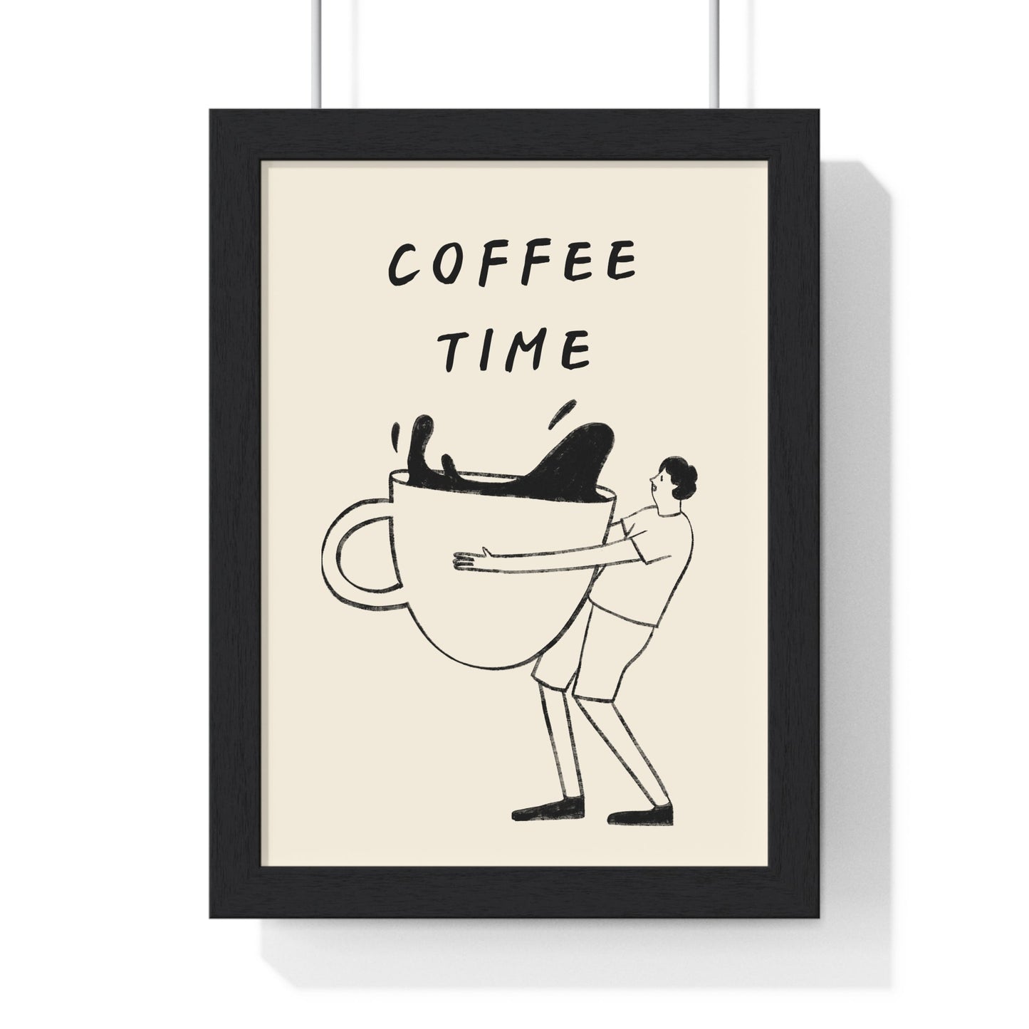 Framed Coffee Time Kitchen Wall Art Print Funny Coffee poster