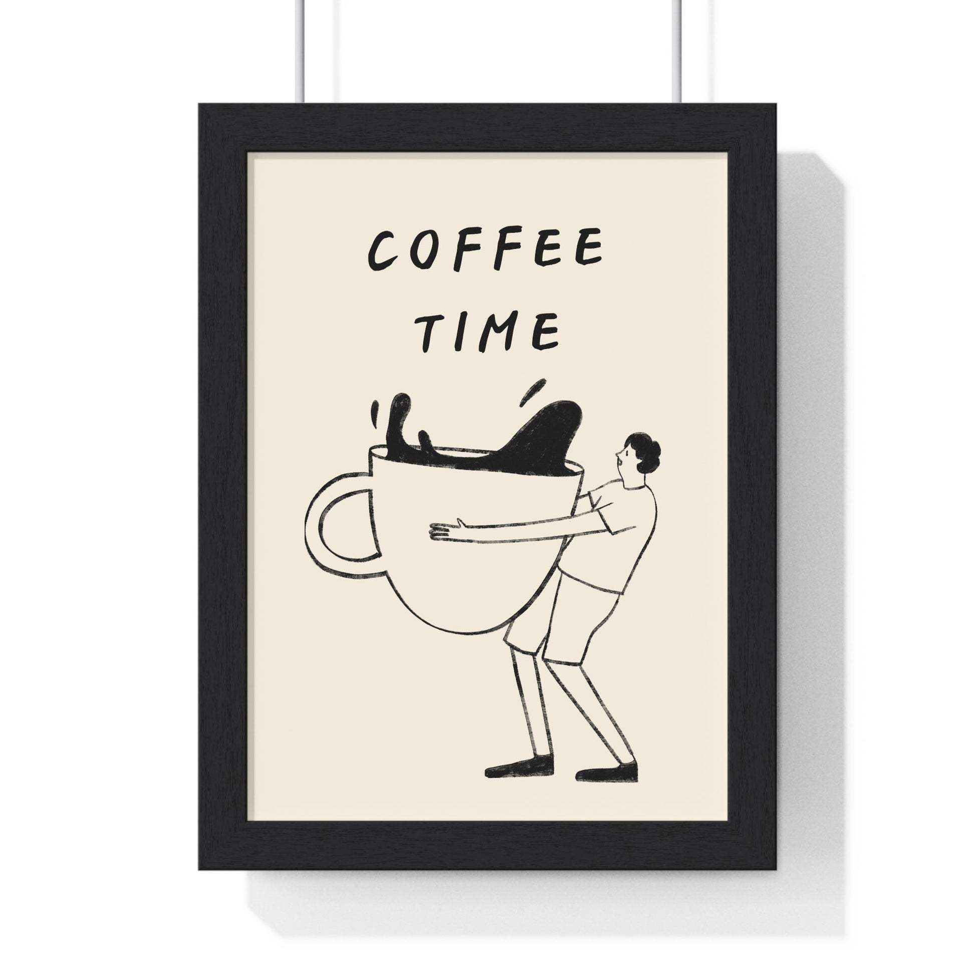 Framed Coffee Time Kitchen Wall Art Print Funny Coffee poster