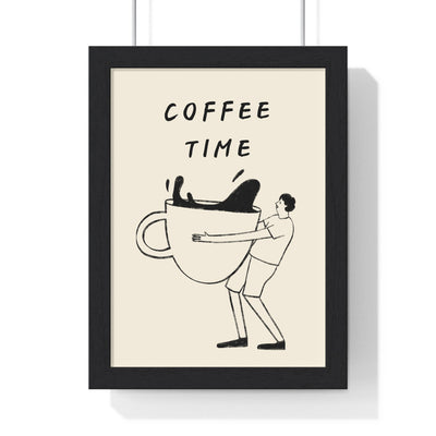 Framed Coffee Time Kitchen Wall Art Print Funny Coffee poster