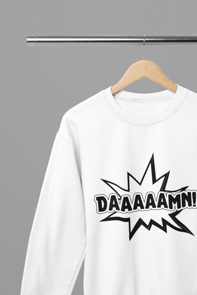 Black t-shirt with DAAAAMN Quote Friday Movie /Sweatshirt front view