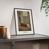 Dachshund Print framed and leaning on a sideboard