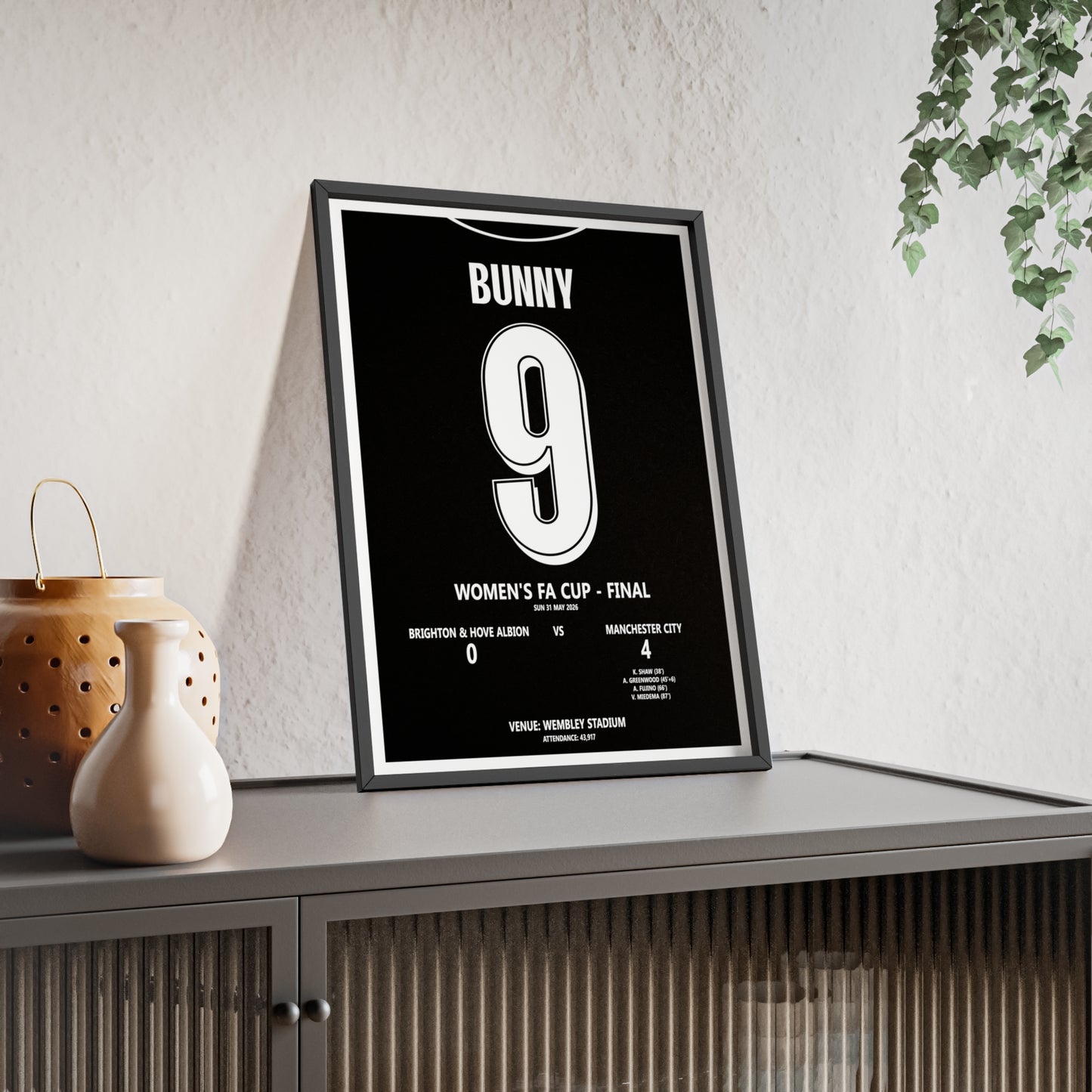 Manchester City Women's FA Cup 2026 personalised player poster mockup