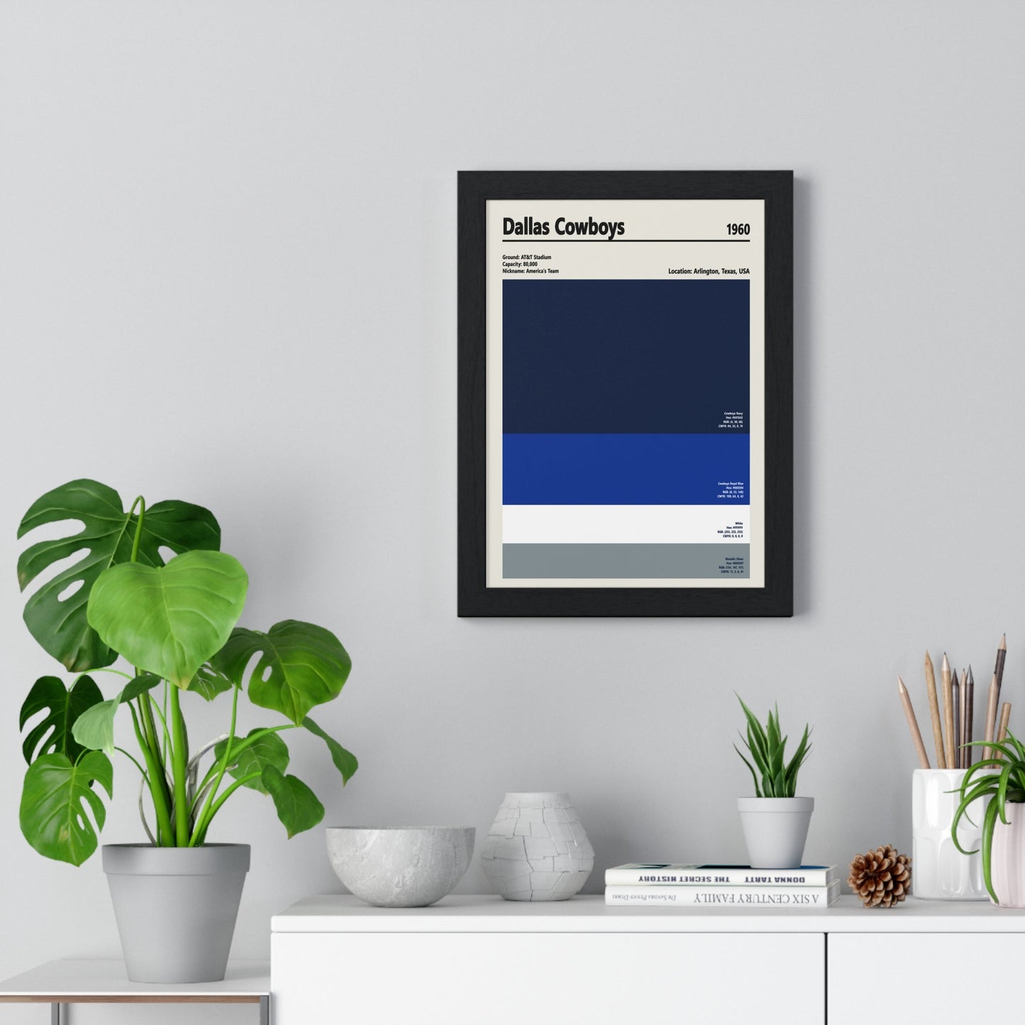 Framed Dallas Cowboys colour swatch print