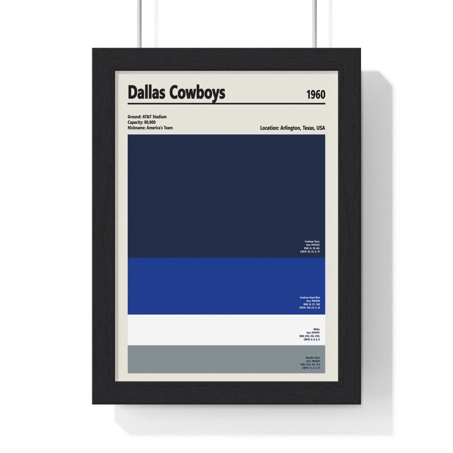 Framed Dallas Cowboys colour swatch print