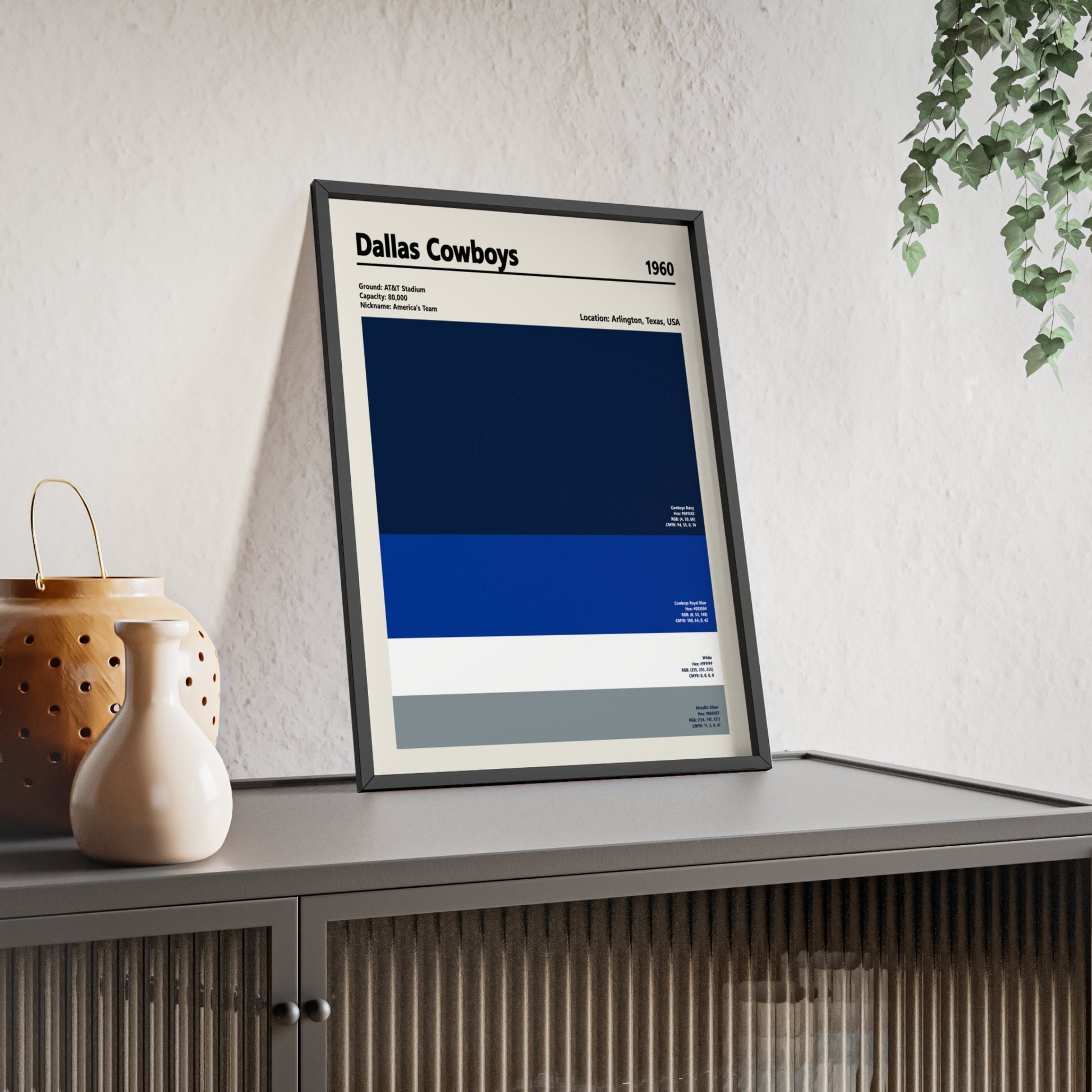 Framed Dallas Cowboys colour swatch print