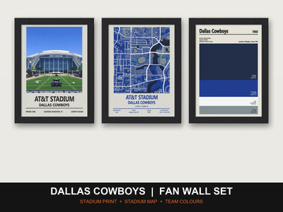 Dallas Cowboys Fan Wall Set | AT&T Stadium Print, Stadium Map & Team Colours