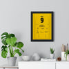 Damon Hill 1998 Belgian Grand Prix Win Poster - 9 Race Suit Print framed on a living room wall