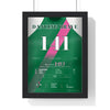 Dancing Brave Prix de l'Arc de Triomphe 1986 Horse Racing Poster - Rated 141 Silks Print framed in a black frame, ready to hang