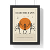 Dancing Skeletons Vintage Halloween Print - framed black on cream party version