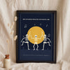 Dancing Skeletons Vintage Halloween Print - midnight navy family jig version leaning on a shelf