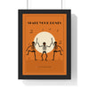 Dancing Skeletons Vintage Halloween Print - framed pumpkin orange version