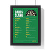 Darts Slang print framed in a black frame, ready to hang