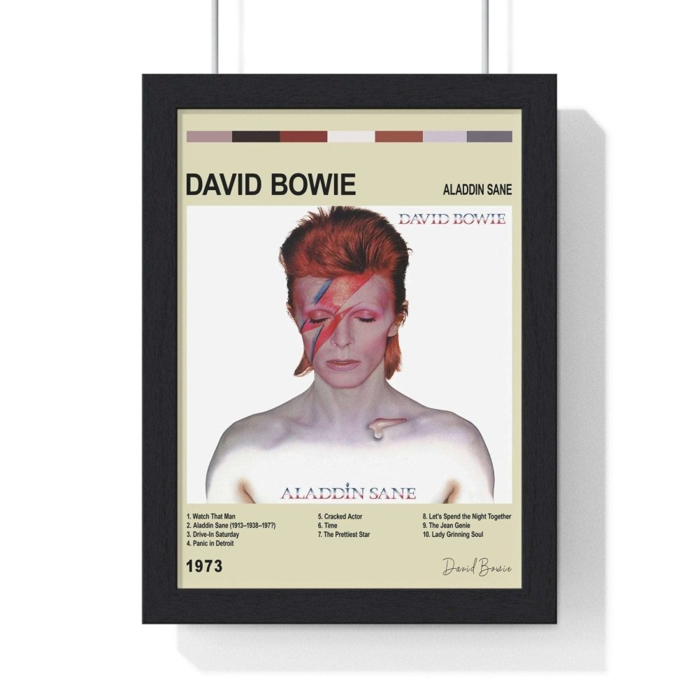 David Bowie Album Collection Poster - Poster Kingz - A5 (unframed) - Aladdin Sane - Vintage - AlbumArt