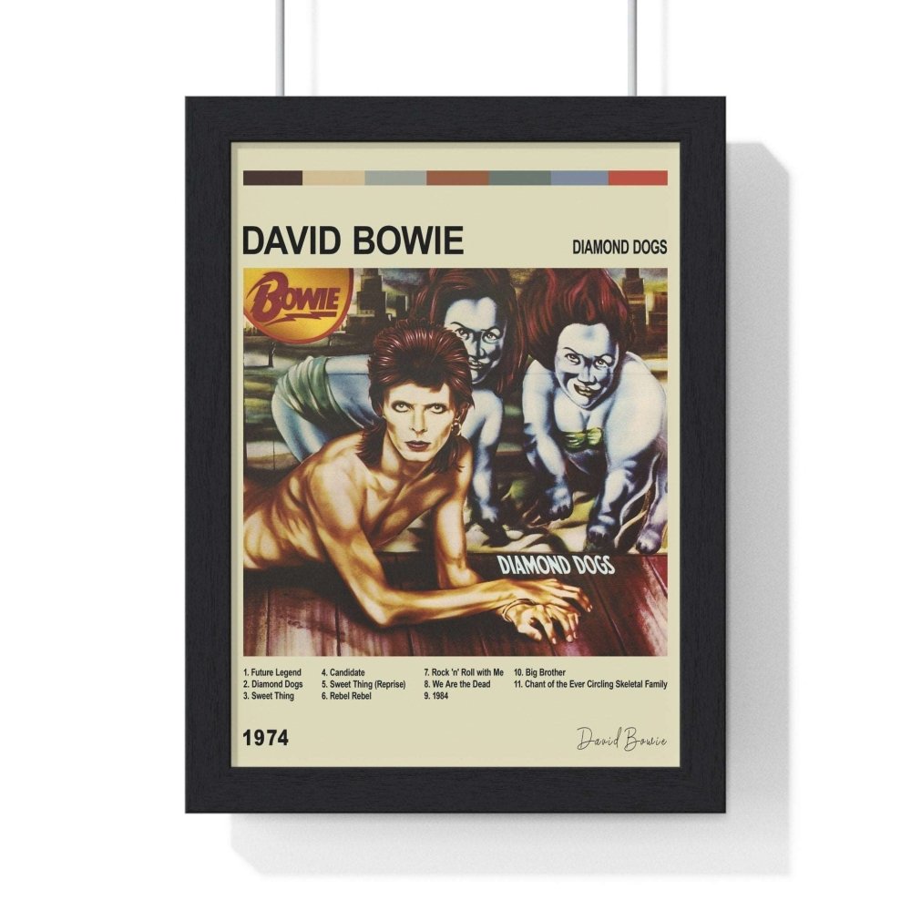 David Bowie Album Collection Poster - Poster Kingz - A5 (unframed) - Diamond Dogs - Vintage - AlbumArt