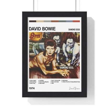 David Bowie Album Collection Poster - Poster Kingz - A5 (unframed) - Diamond Dogs - White - AlbumArt