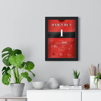 Dawn Run Cheltenham Gold Cup 1986 Horse Racing Poster - Hurdle & Gold Cup Double Silks Print framed on a living room wall