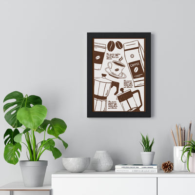 Framed Coffee Print Vintage Coffee Kitchen print