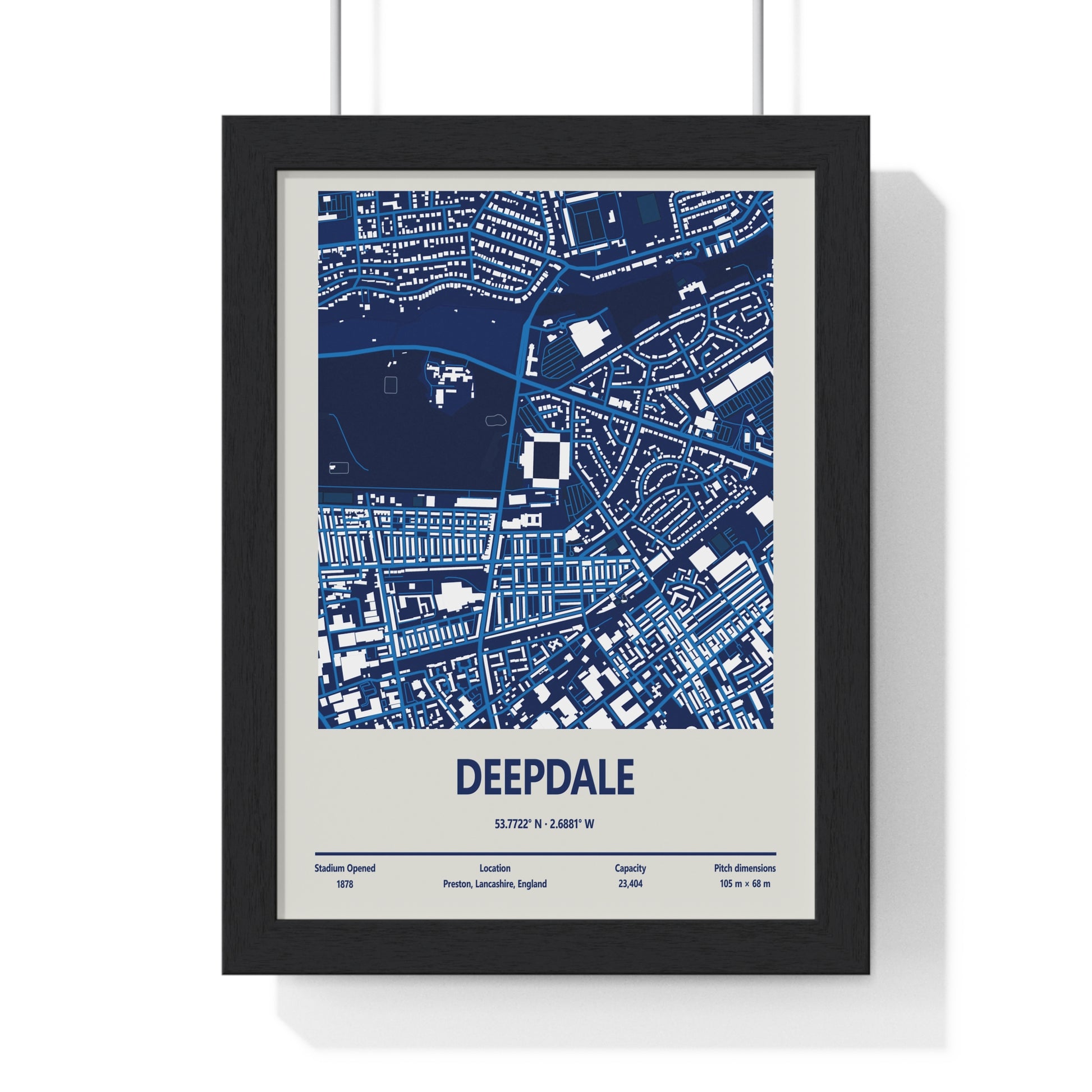 Deepdale stadium map print framed Preston North End wall art
