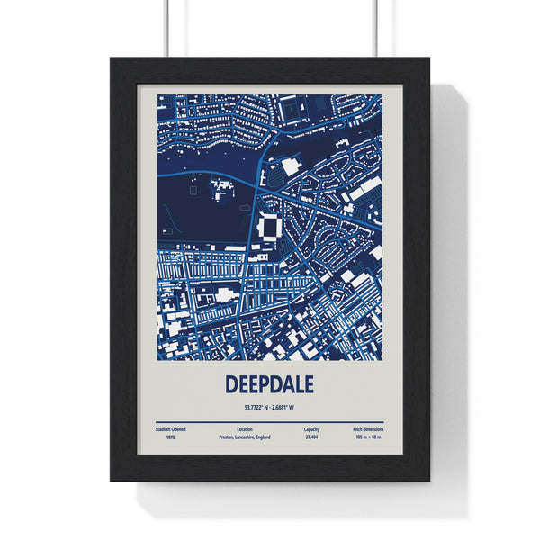 Deepdale stadium map print framed Preston North End wall art