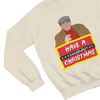 Blue t-shirt with Del Boy Christmas Jumper & - Lovely Jubbly Have a Cushty Christmas Parody wall display