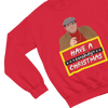 Black t-shirt with Del Boy Christmas Jumper & - Lovely Jubbly Have a Cushty Christmas Parody wall display