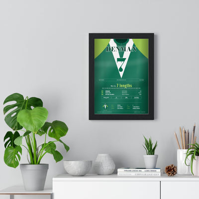 Denman Cheltenham Gold Cup 2008 Horse Racing Poster - Won by 7 Lengths Silks Print framed on a living room wall