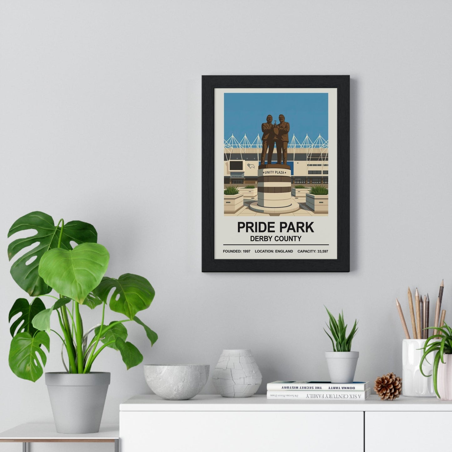 Framed Derby County Pride Park Stadium poster
