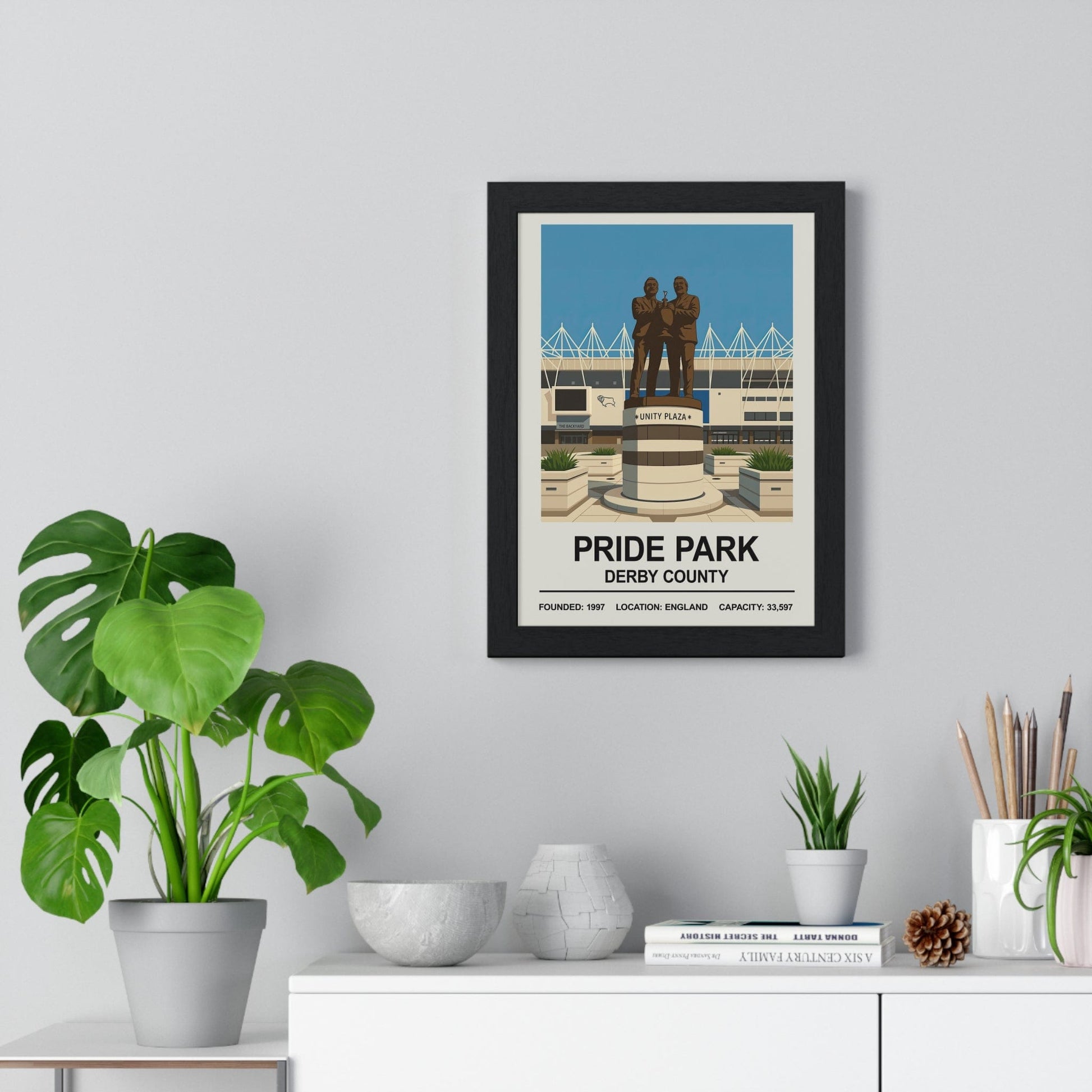Framed Derby County Pride Park Stadium poster