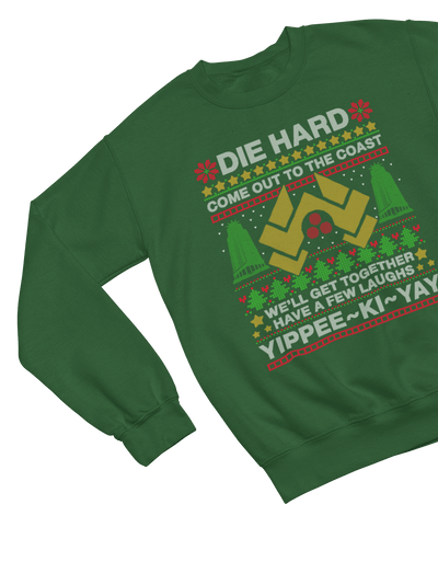 Black t-shirt with Die Hard Christmas Jumper & - Yippee Ki-Yay Parody