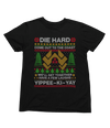Green t-shirt with Die Hard Christmas Jumper & - Yippee Ki-Yay Parody close-up