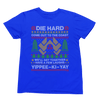 Grey t-shirt with Die Hard Christmas Jumper & - Yippee Ki-Yay Parody flat lay